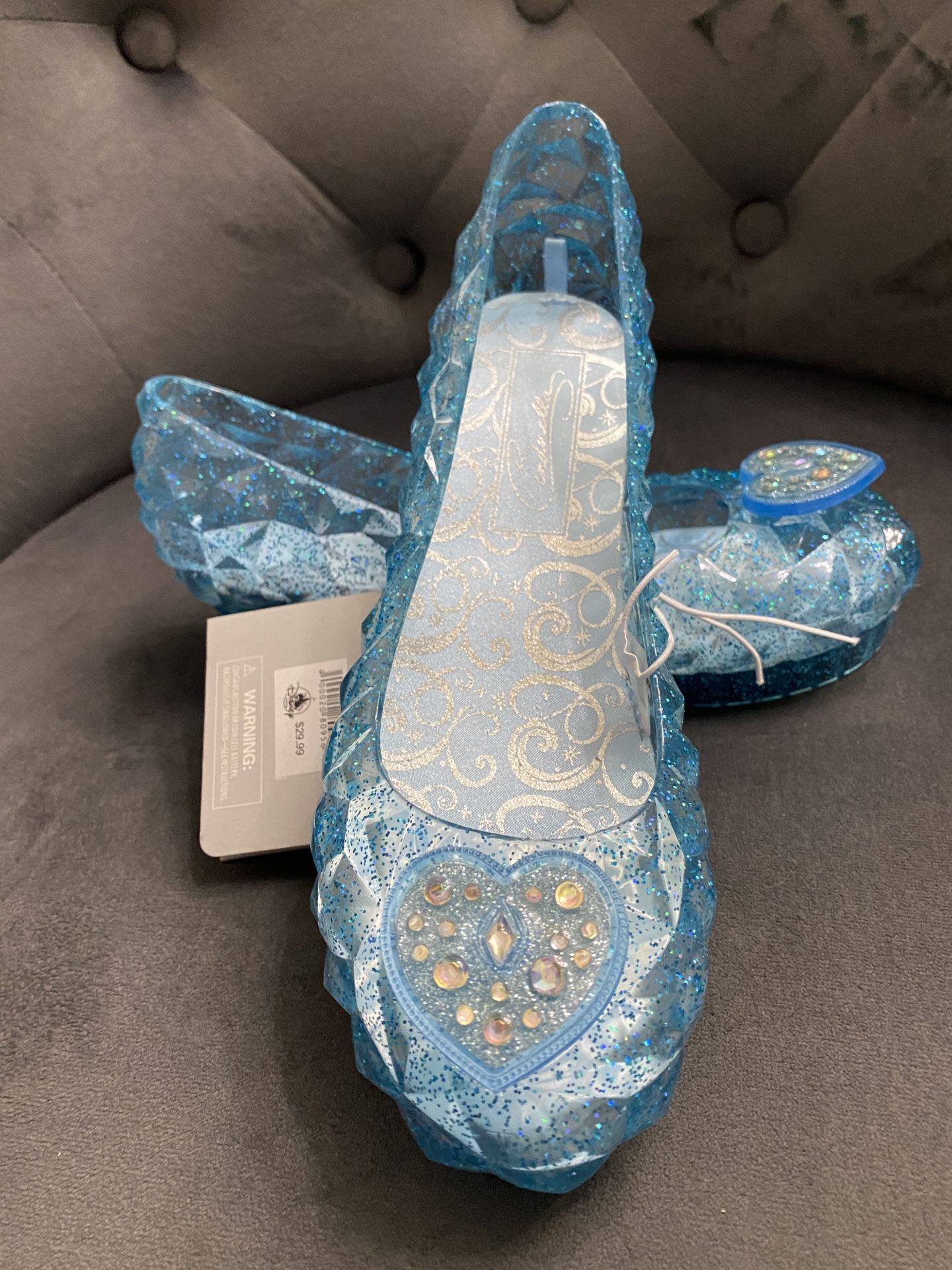 Disney Cinderella Light-Up Costume Shoes Slippers Kids Size 2