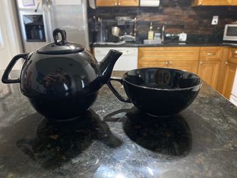 Ceramic Tea Pot with Attached Mug Thumbnail
