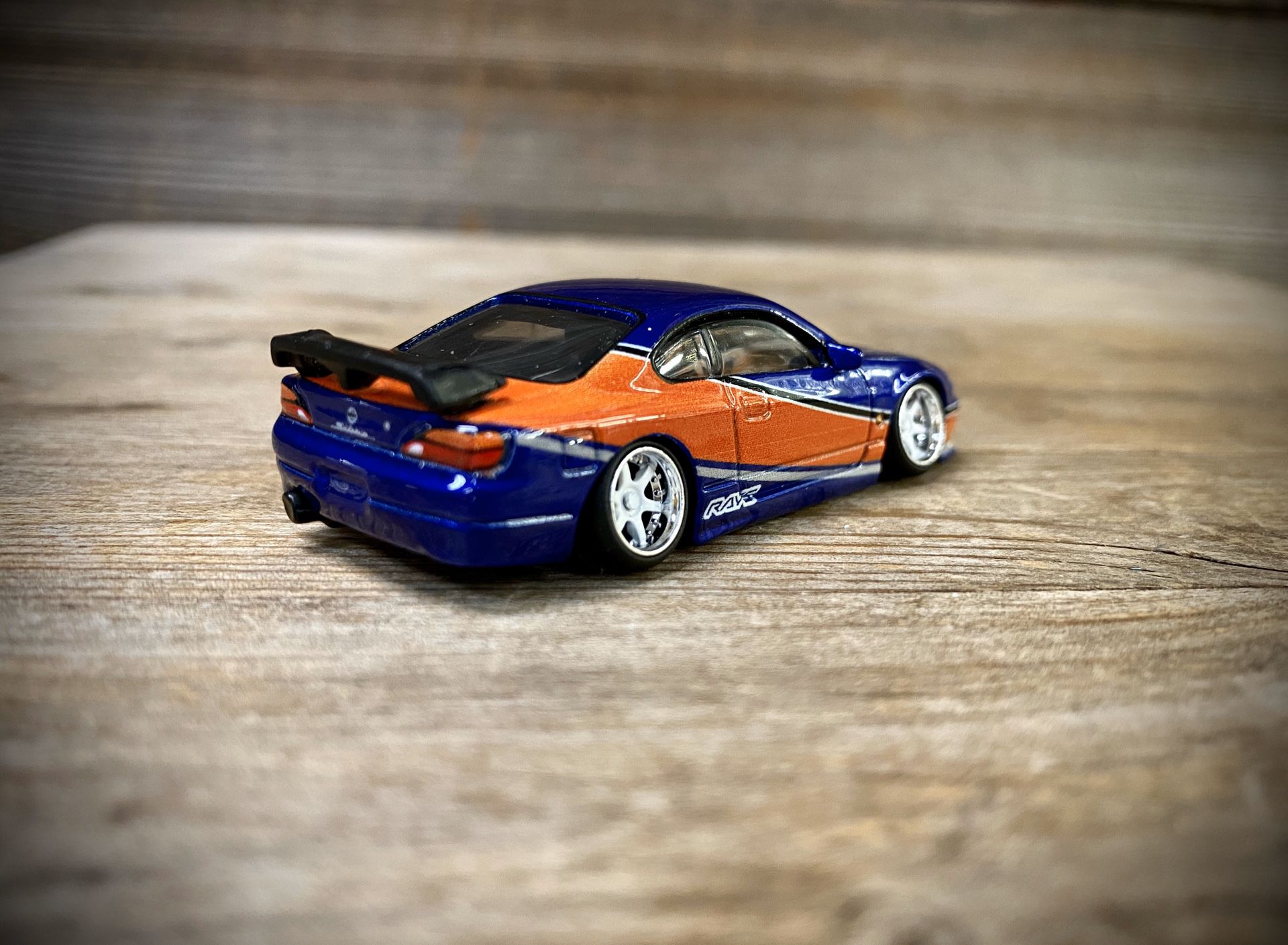 CUSTOM 1:64 Nissan Sylvia S15 “Mona Lisa” - Hot Wheels x Fast and Furious (Lowered+camber with upgraded premium 6-spoke white wheels with chrome lip)