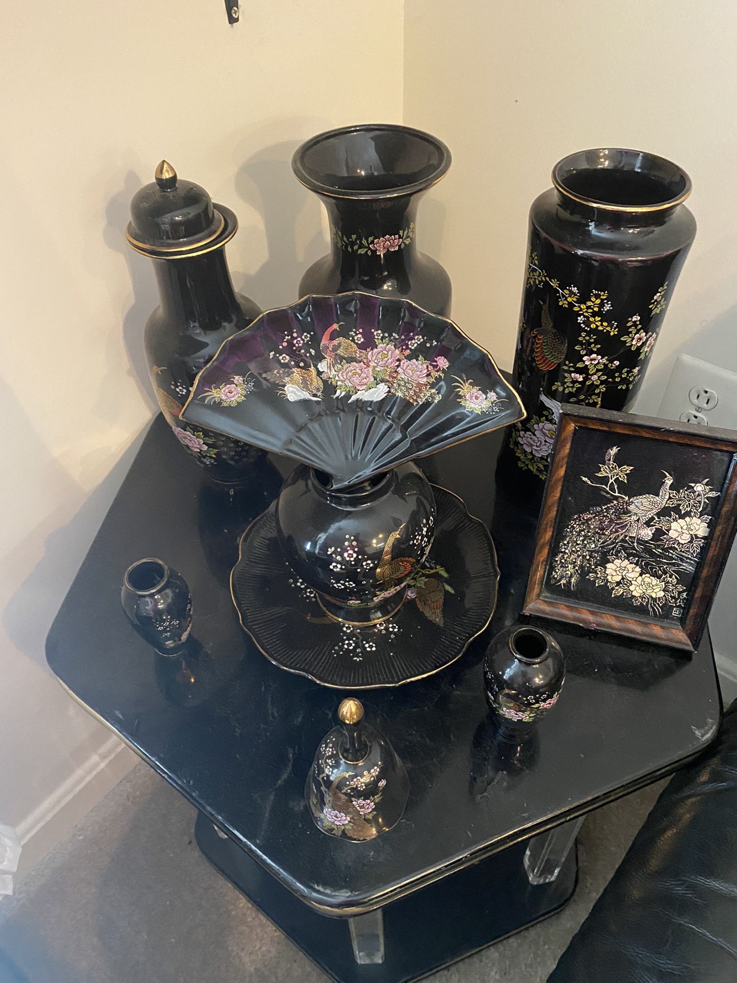 Japanese Black Decoration Glass 