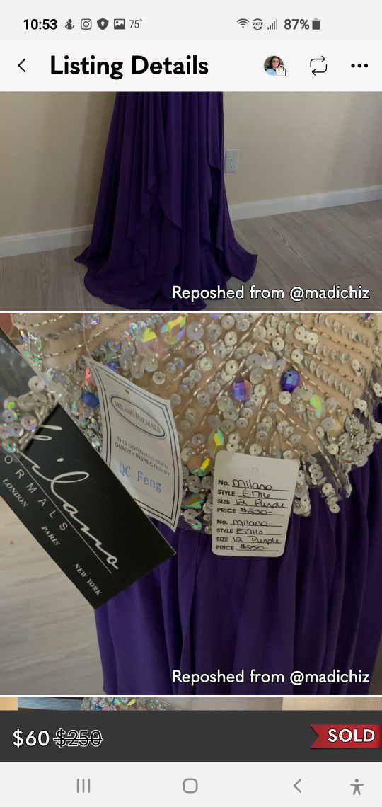 Milano Formals Purple Size 12 Wedding Prom Formal