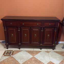 Stanley Furniture- Oak wood, Black Marble Entryway Table Thumbnail