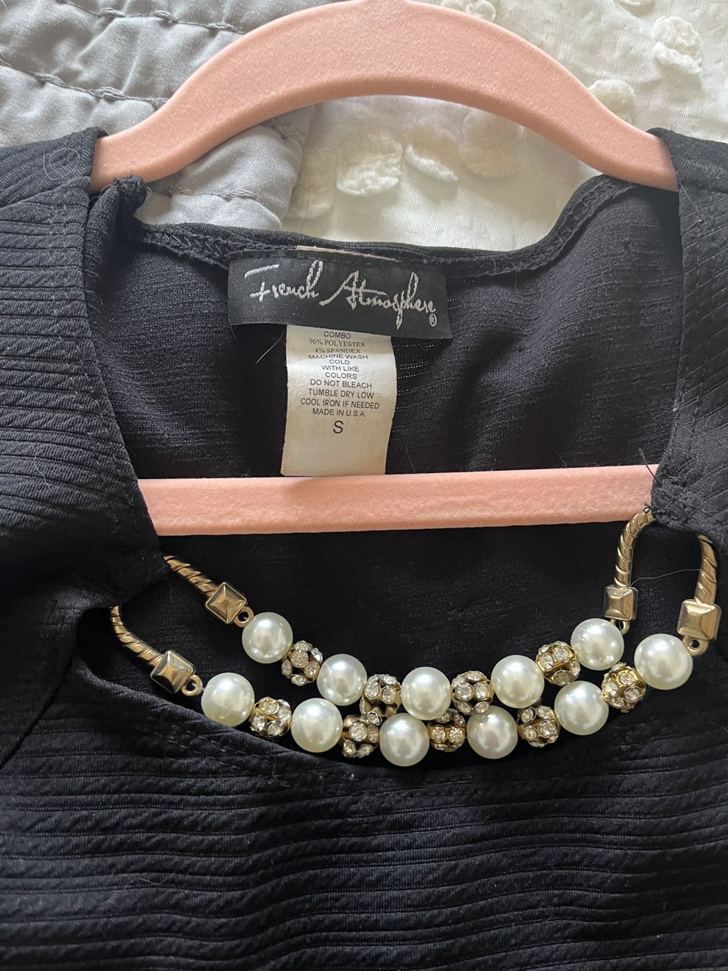 Size S Little Black Dress With Built-in Pearl Necklace