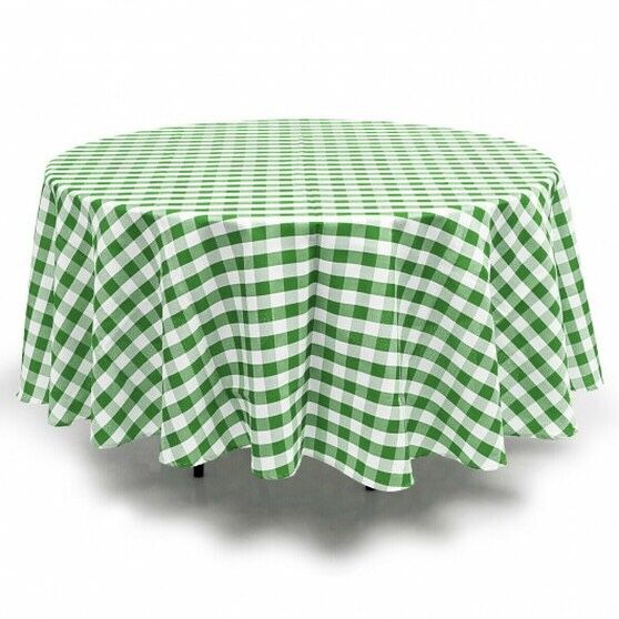 Set Of 2 Green&White Checkered Tablecloth 90" Polyester Linen Wedding Party