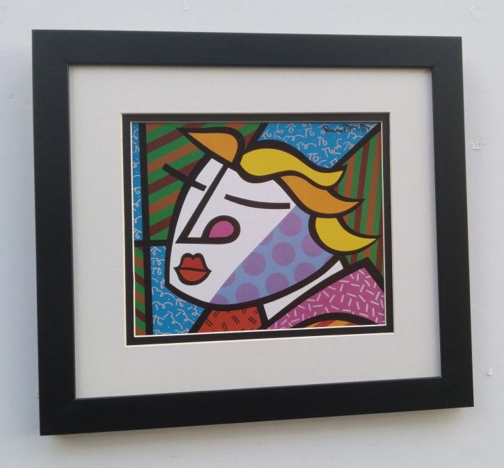 Romero Britto Monica Pop Art Signed Framed