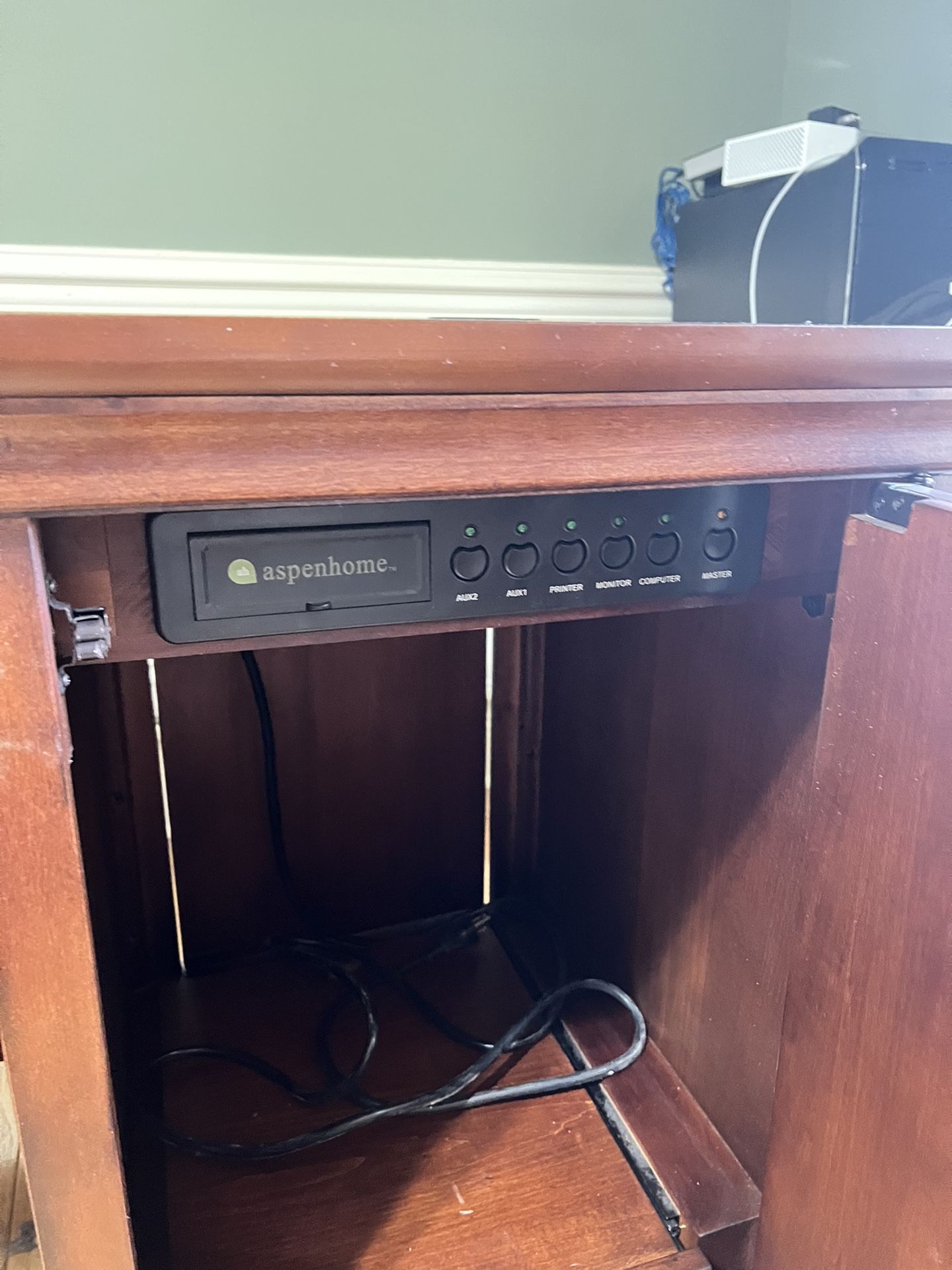 Aspenhome Richmond L Shaped Desk with power supple