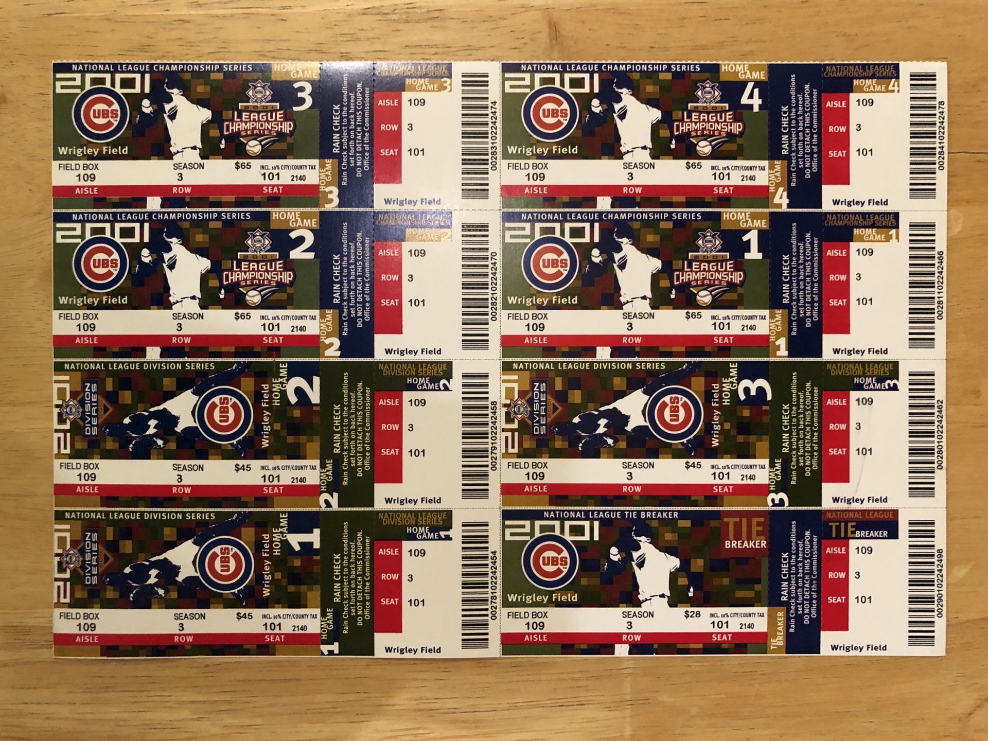 Cubs World Series tickets 2001