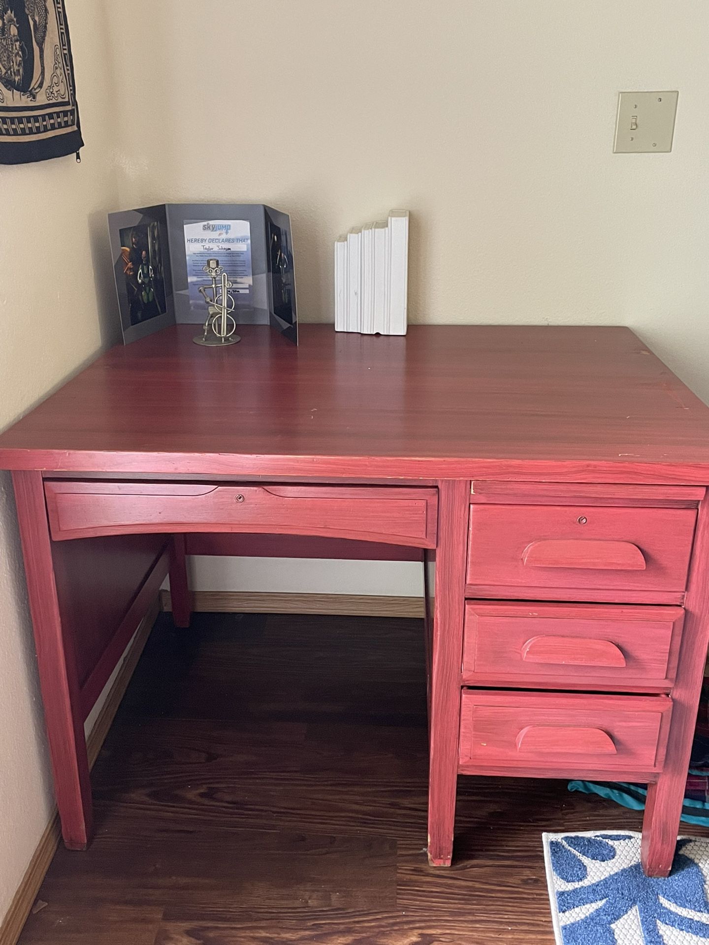 Red, Solid Wood Desk!
