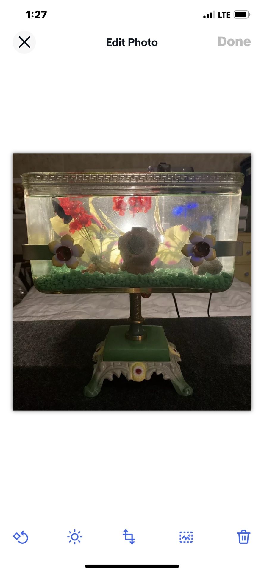 Antique Vintage Fish Bowl Tank Aquarium Art Deco House Glass