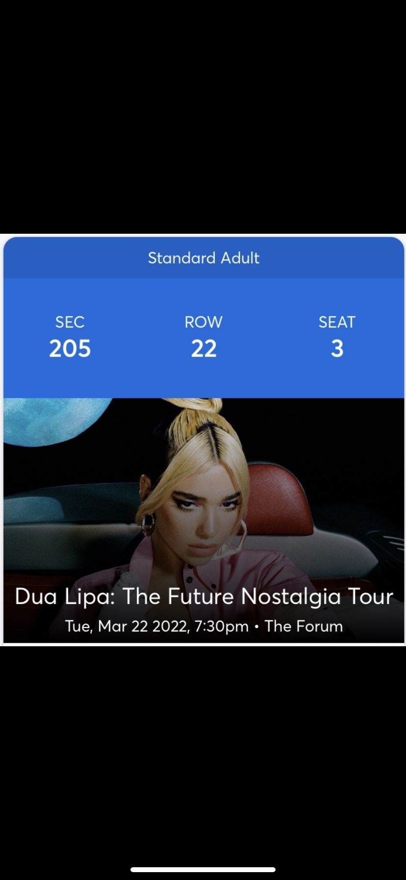 Dua Lipa Future Nostalgia Tour Ticket