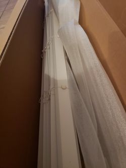 (2) BLINDS New FAUX WOOD custom ordered blind Cheaper than off the shelf and twice the quality PURE WHITE 2 section in one Headrail.I have many Thumbnail