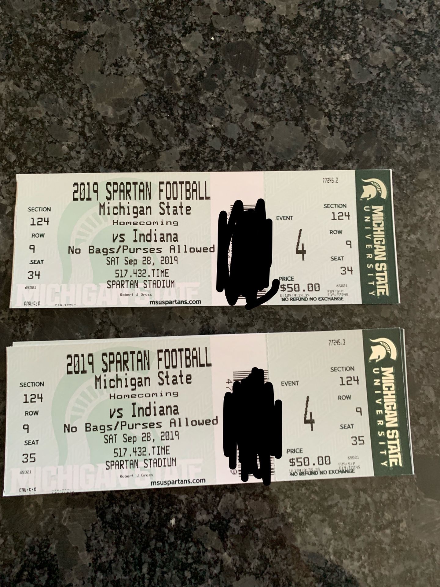 MSU Football tickets for Saturday 9/28