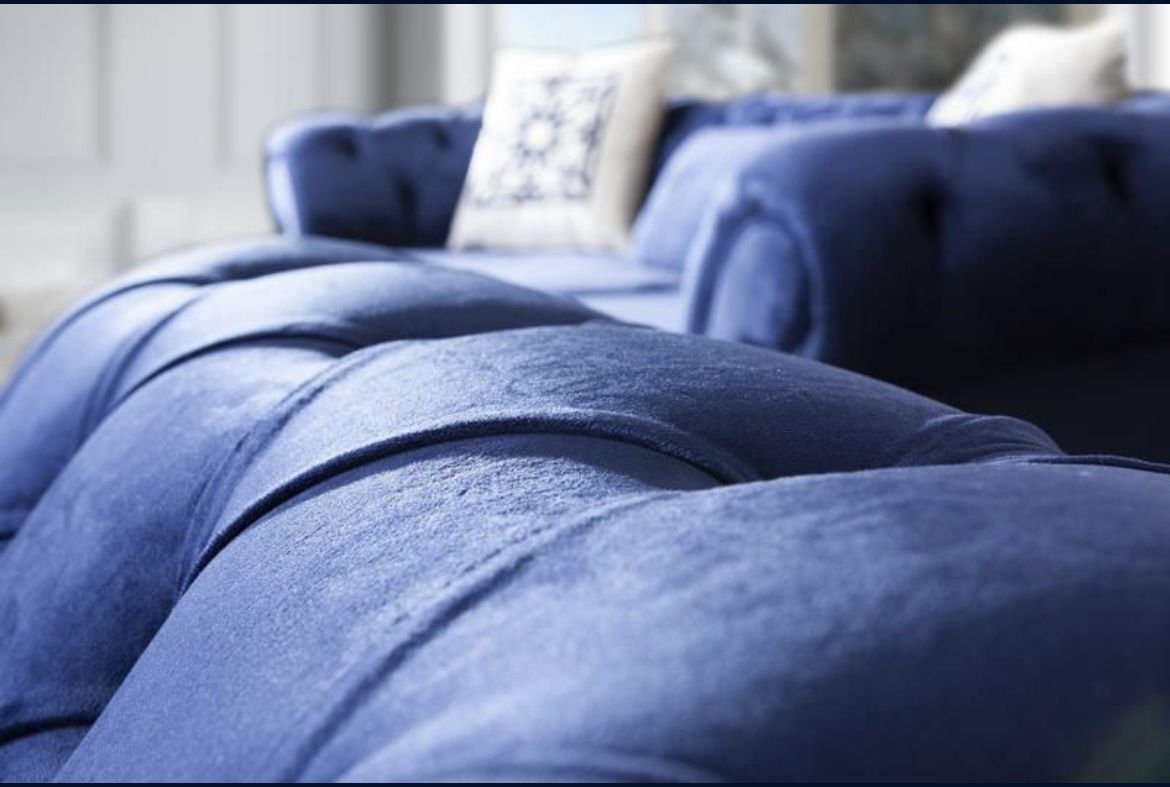 (BRAND NEW) Loretta Blue Velvet Sofa & Loveseat