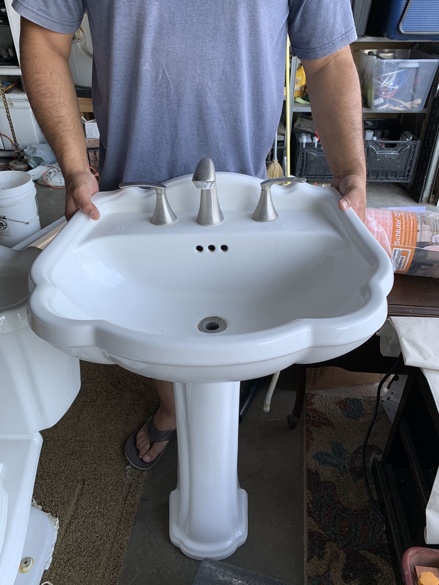 American standard pedestal sink with matching toilet. for Sale in