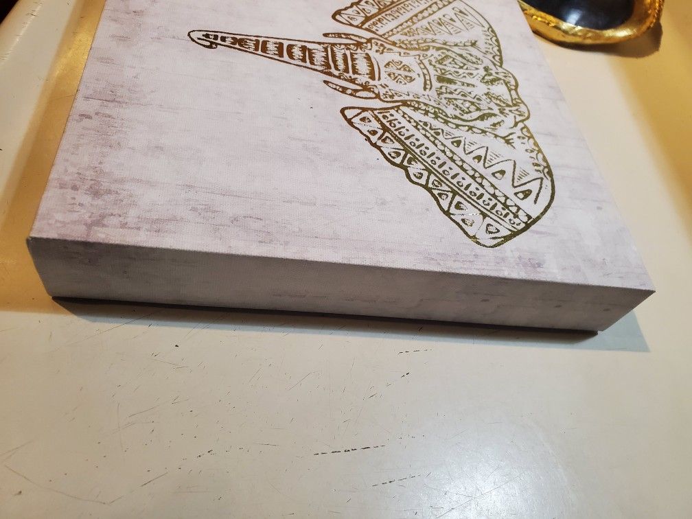 10X10 Canvas Gold Elephant Head