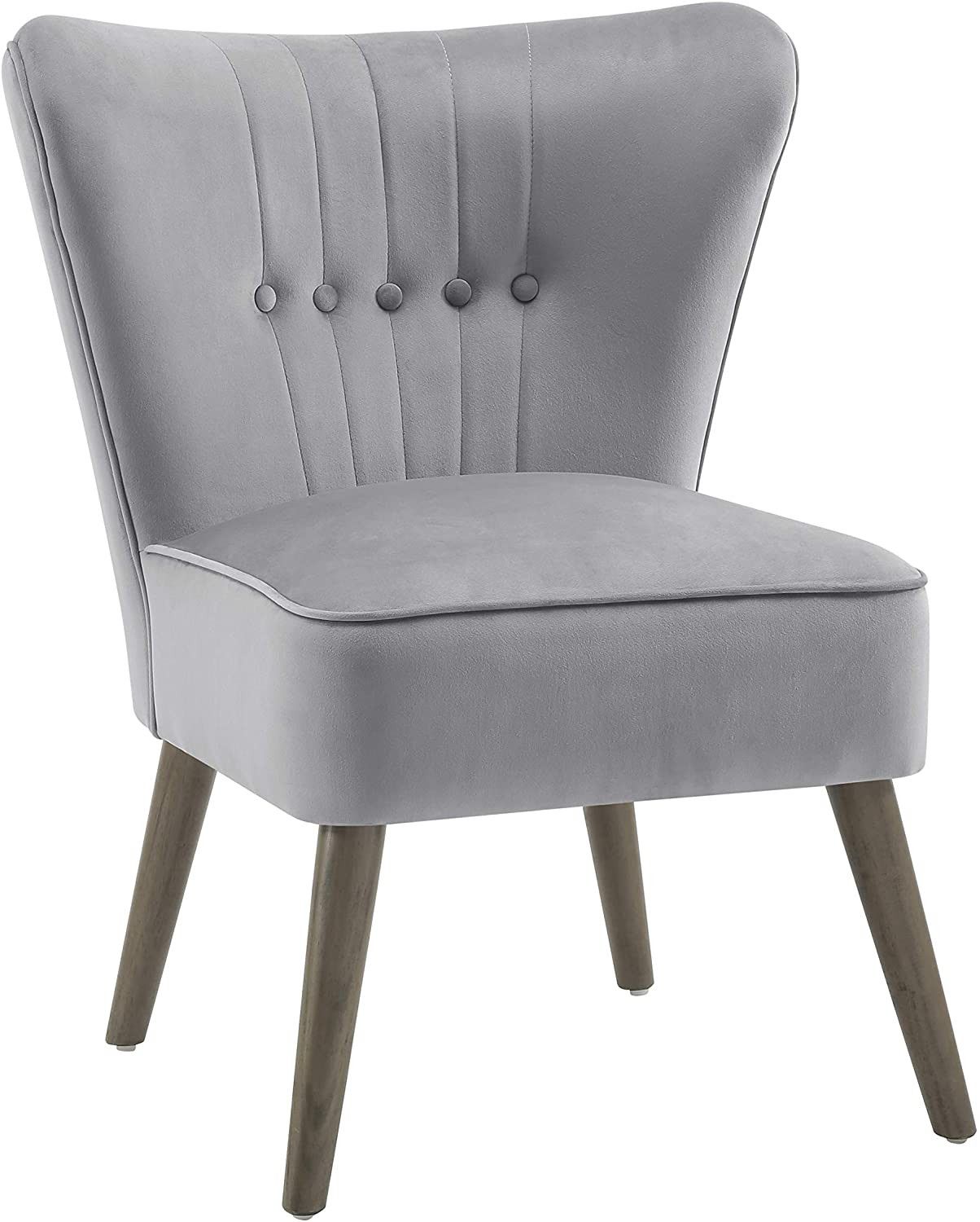 Wingback Design Upholstered Velvet Accent Chair, Gray