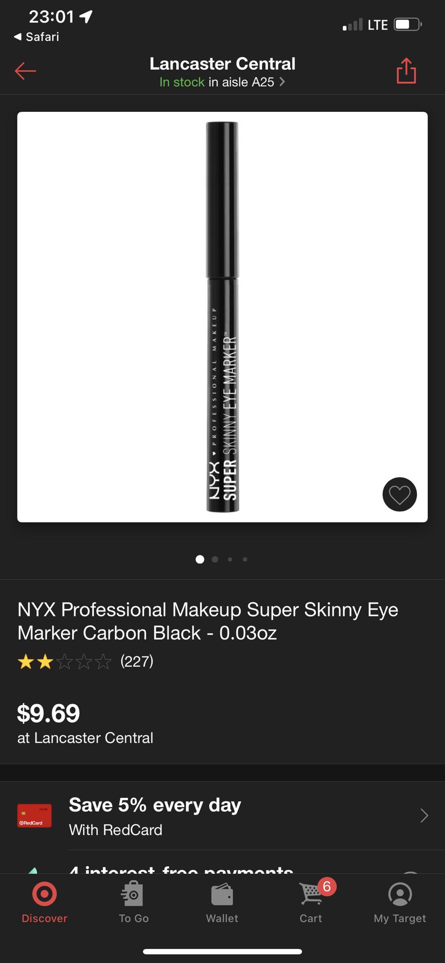NYX Makeup Super Skinny Eye Marker In Carbon Black