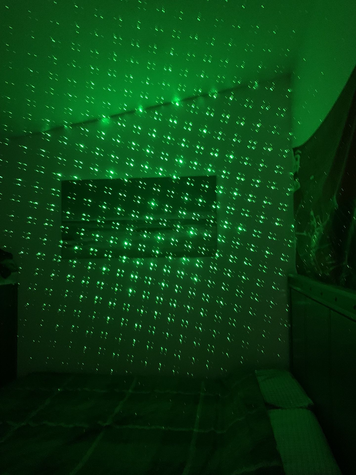 Very Powerful Burning Green Laser Pointer with battery, charger, star cap, and safety keys feature