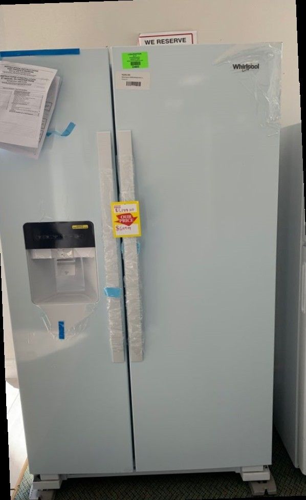 Refrigerator sidebyside White exterior Whirlpool all new with