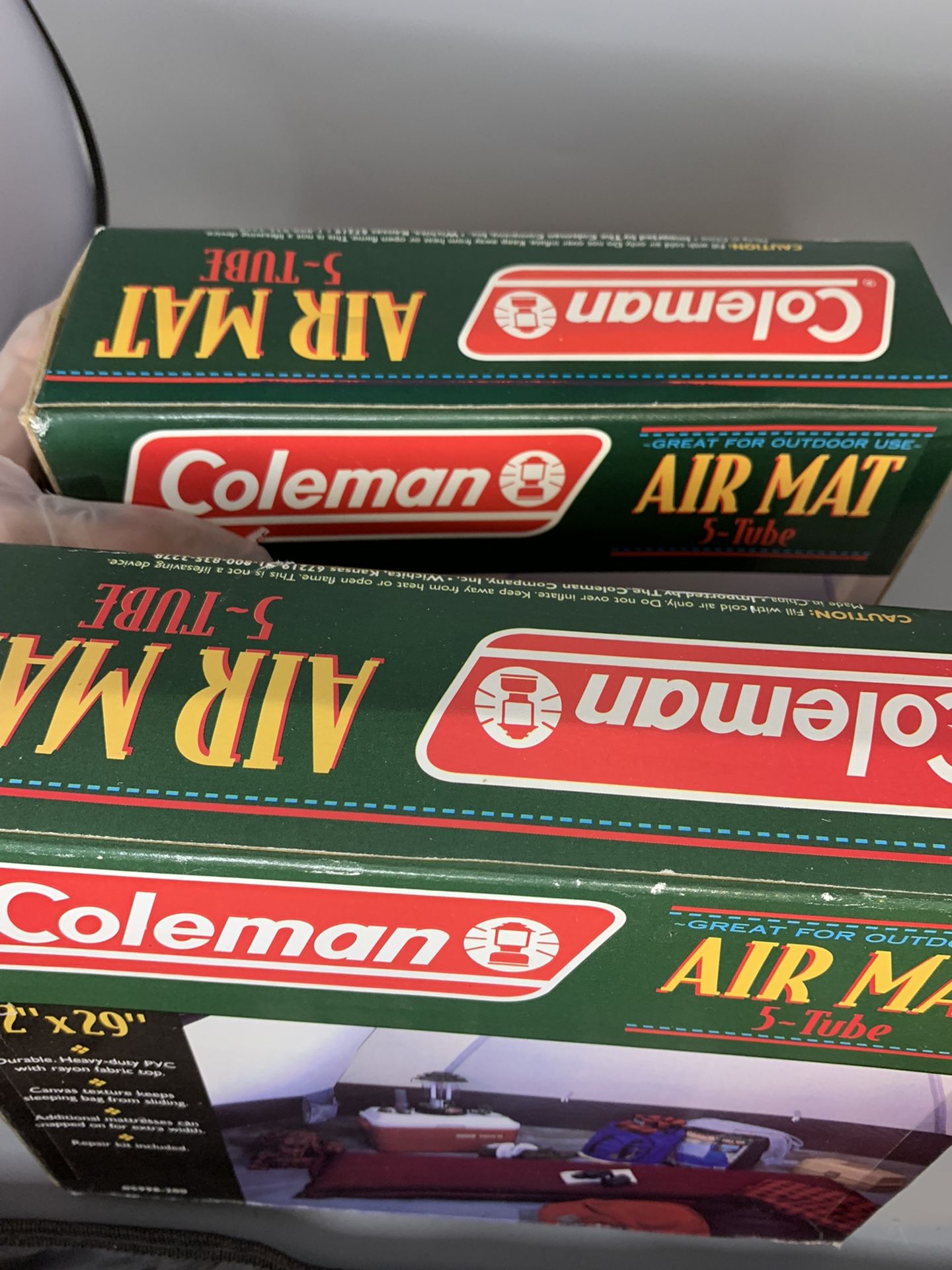 VTG 2 New NOS Coleman Air Mat Single Mattress Camping Camp Outdoor Hiking Twin