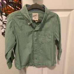 Green Checkered Long Sleeve Shirt 18-24months Toddler Boy Thumbnail