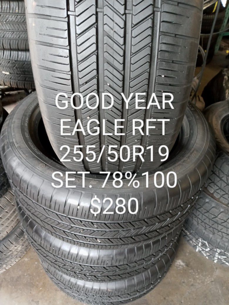 GOOD YEAR EAGLE RFT 255/50R19.  SET. 76%100