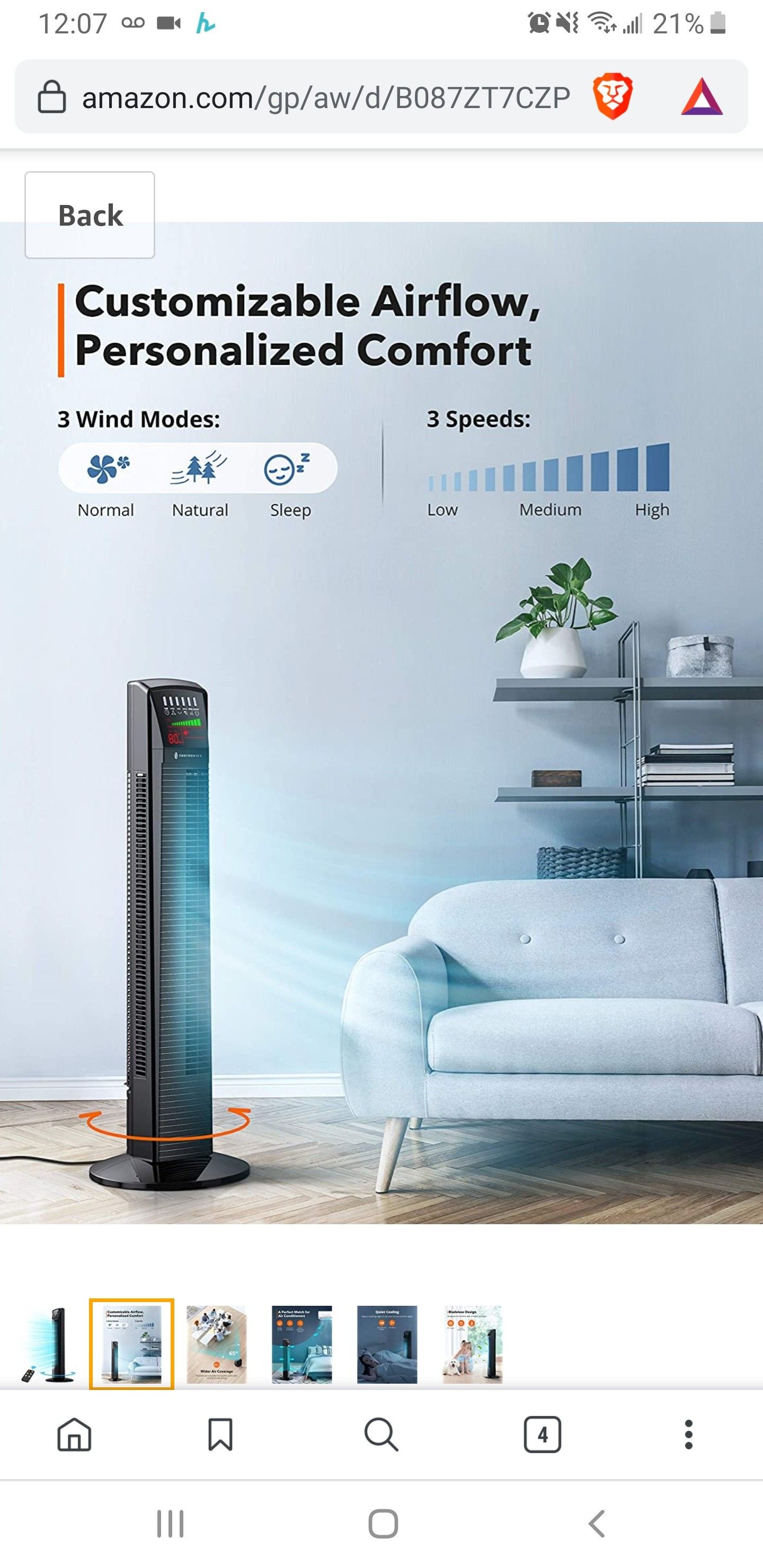 New in sealed box, Tower Fan Oscillating Fan Powerful Floor Fan with Remote and Large LED Display, 9 Modes, Easy Clean, Up to12H Timer Bladeless Fan