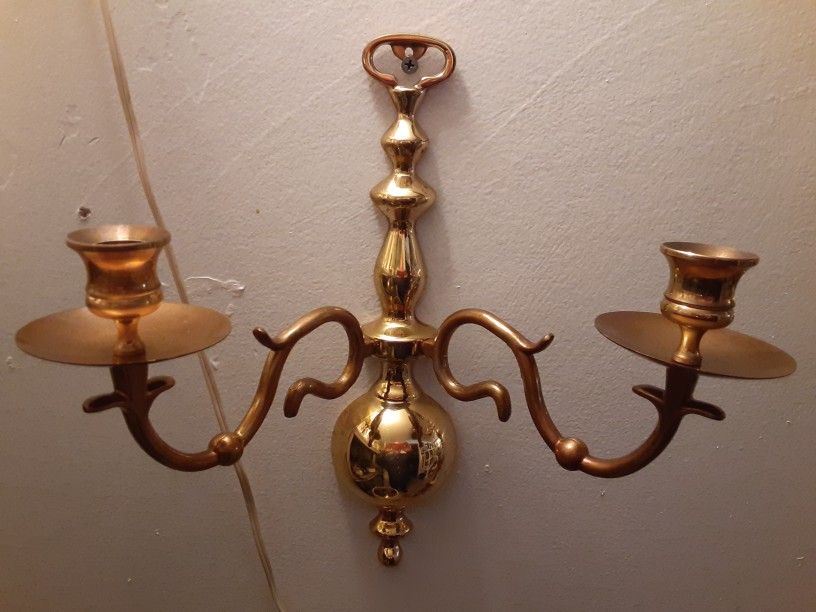 REALLY NEAT LOOKING PAIR of SOLID BRASS CANDLE holders 12 INCHES Tall