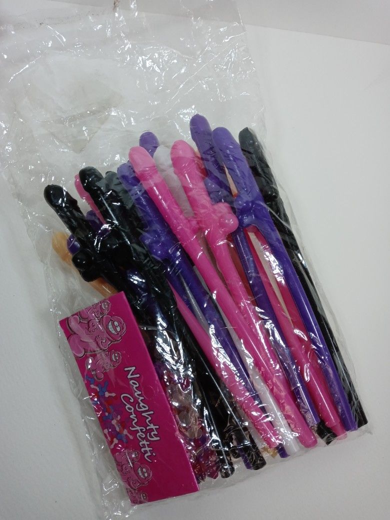 Funny Naughty Bachelorette Straws. 24 Willy Straws. Dicky Straws. Funny Party Decoration. Naughty Confetti.