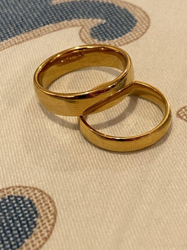 18K Gold plated Engagement Wedding Matching Ring Set