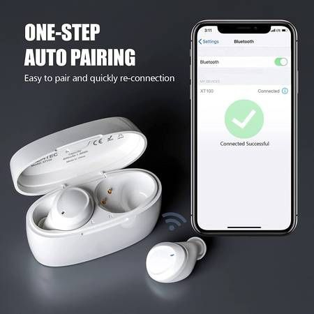 True Wireless Earbuds, Bluetooth Earbuds Noise Cancelling Bluetooth Headphones for iPhone/Android Small Earbuds with Mic Waterproof Cordless in-Ear Ea