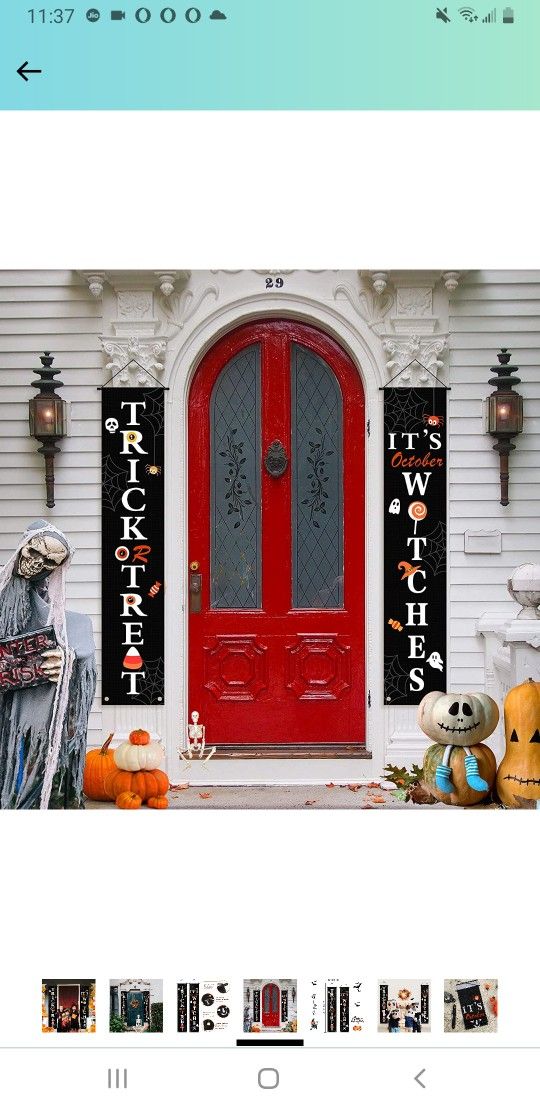 Halloween Decorations Outdoor Indoor,Halloween Decor Porch Signs,Halloween Banners for Front Door or Indoor Home Decor,Halloween Welcome Signs,Trick o