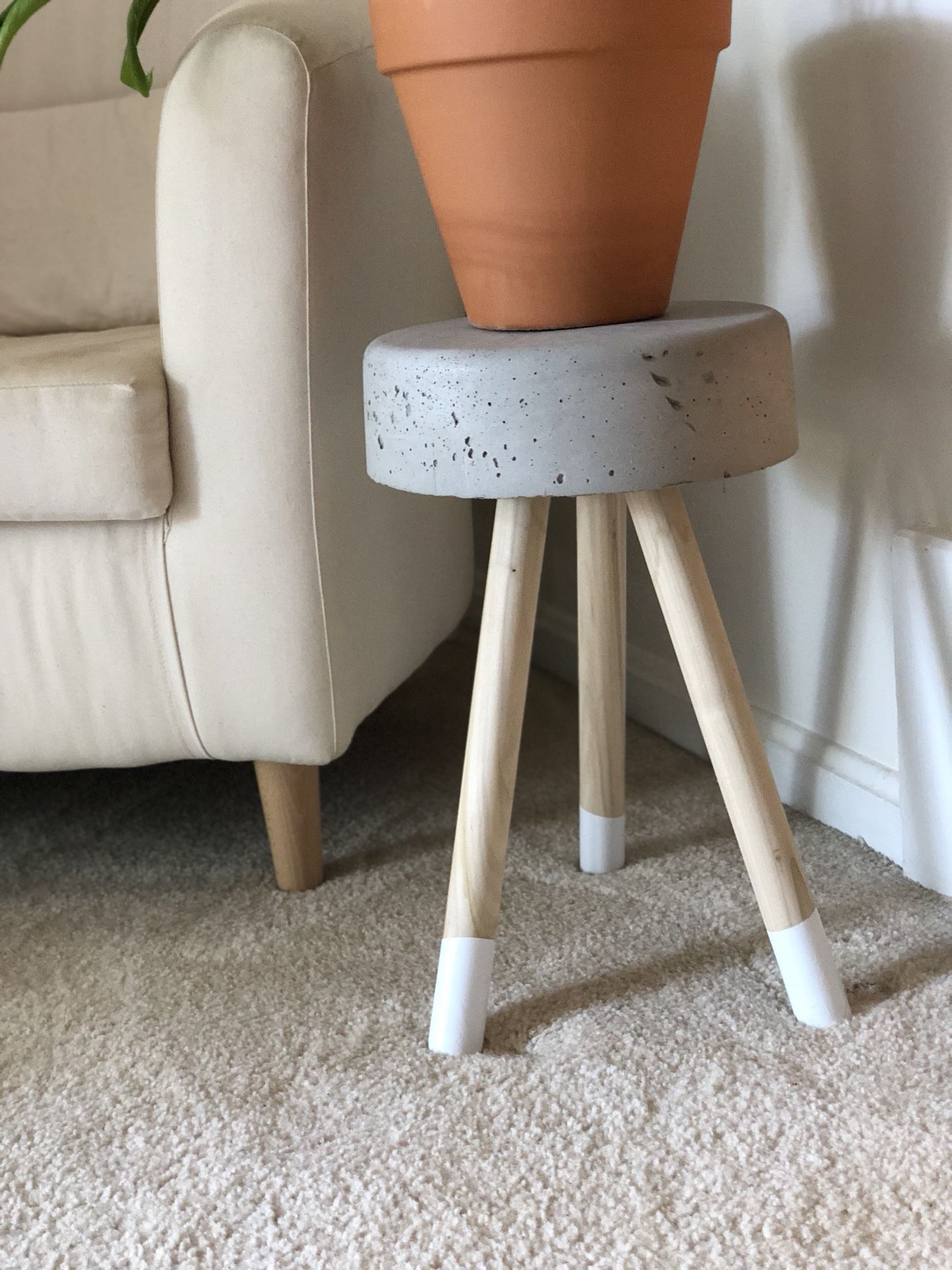 Unique Handmade industrial-looking concrete stool