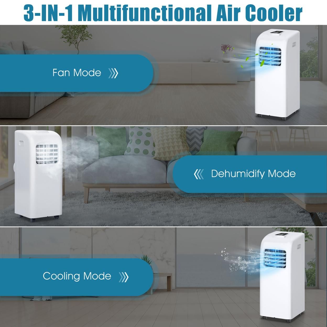 Costway 8000 BTU Portable Air Conditioner & Dehumidifier Function Remote W/ Window Kit