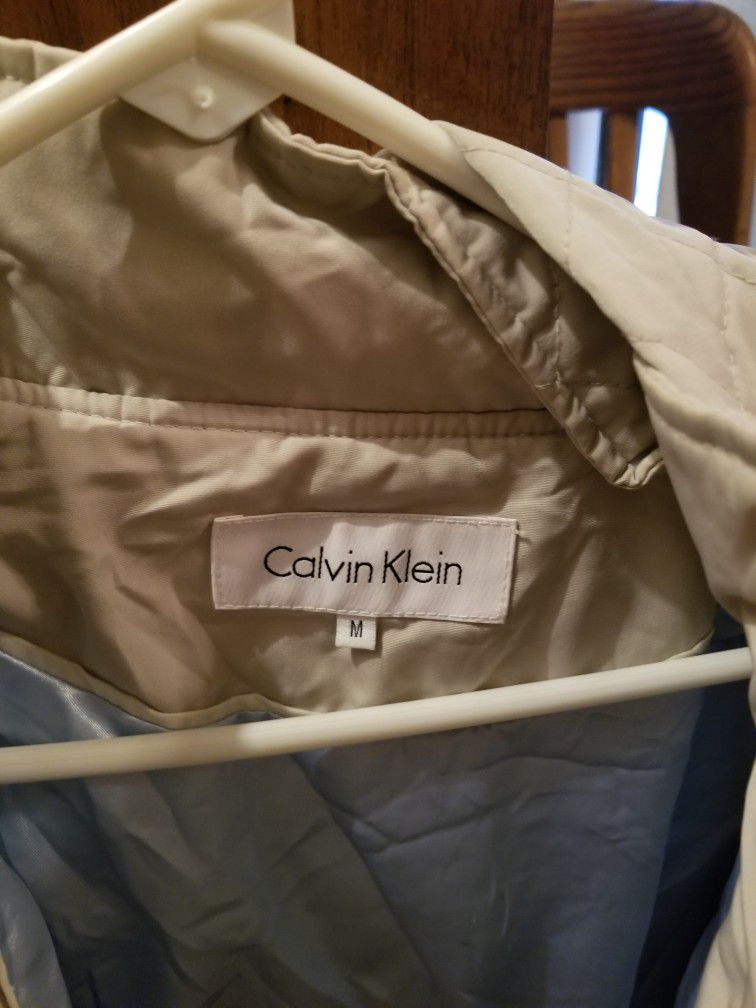 Calvin Klein Jacket, Beige Cream Khaki, Size Medium, Rain Jacket