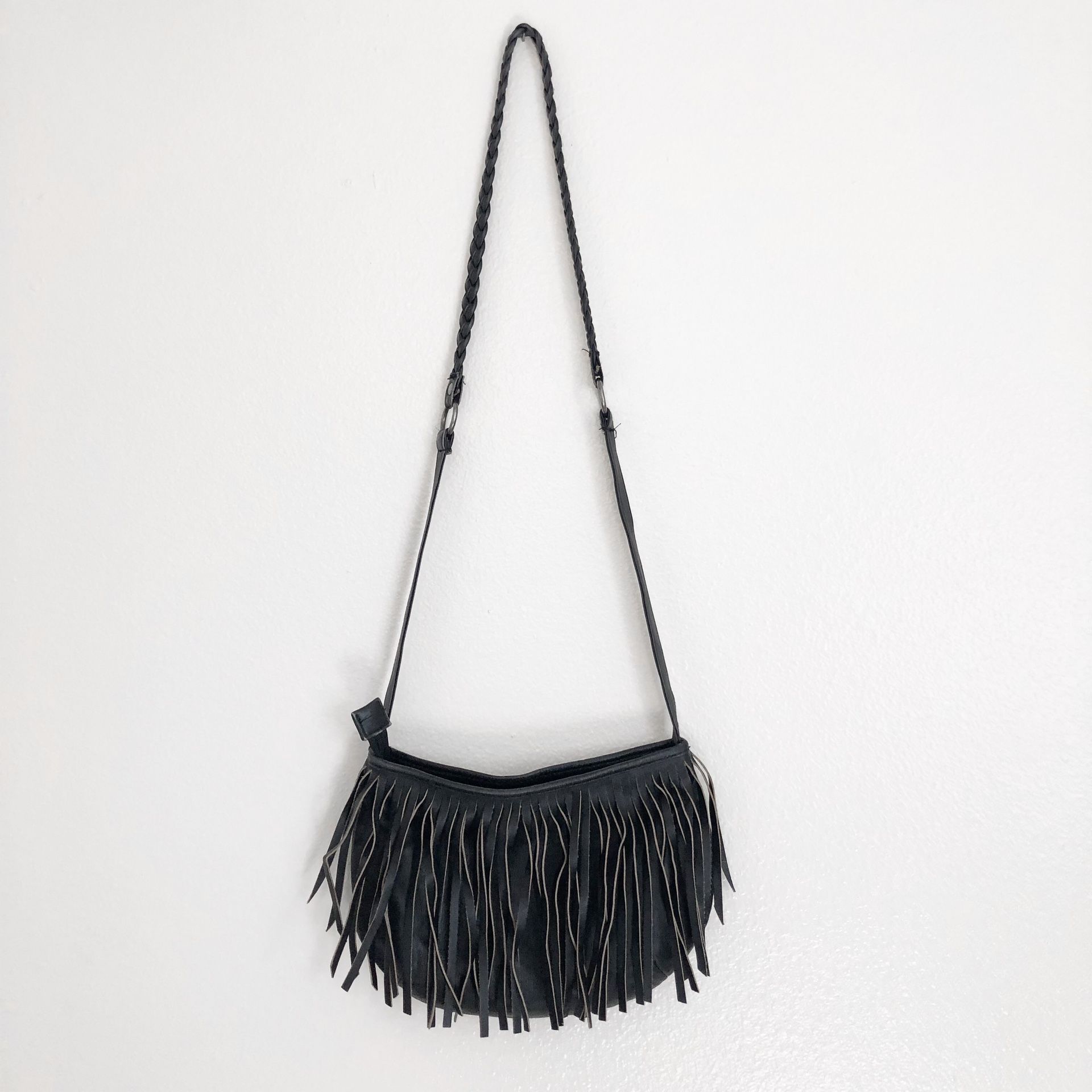 Black fringe Vans purse
