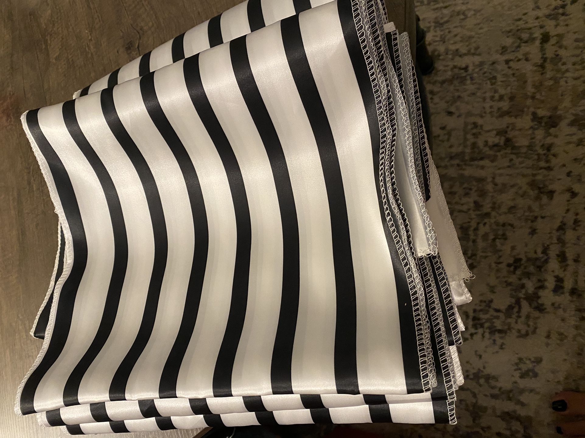 Satin Table Runner Black And White