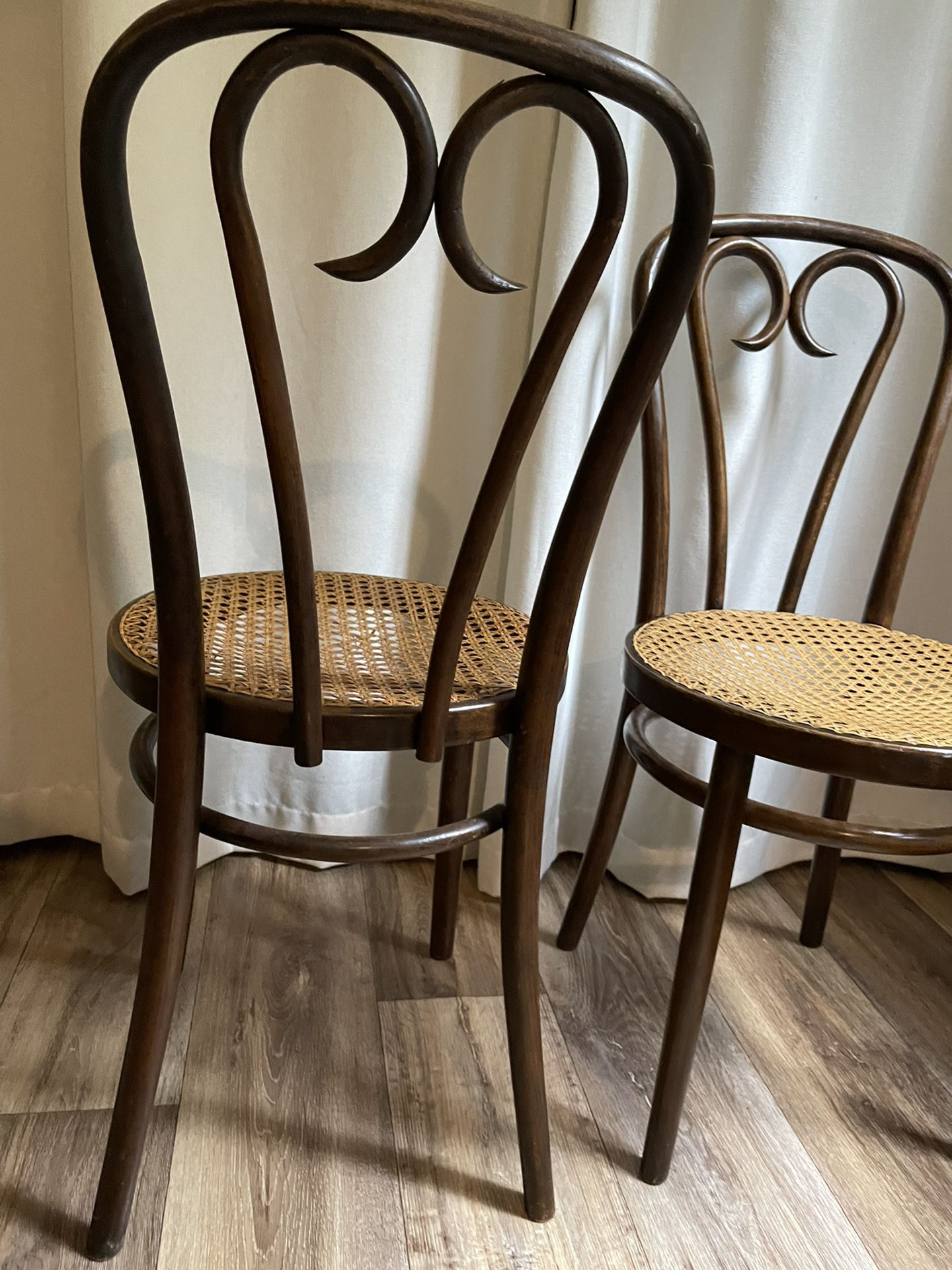 Pair of Vintage Bentwood Chairs with Cane Seats