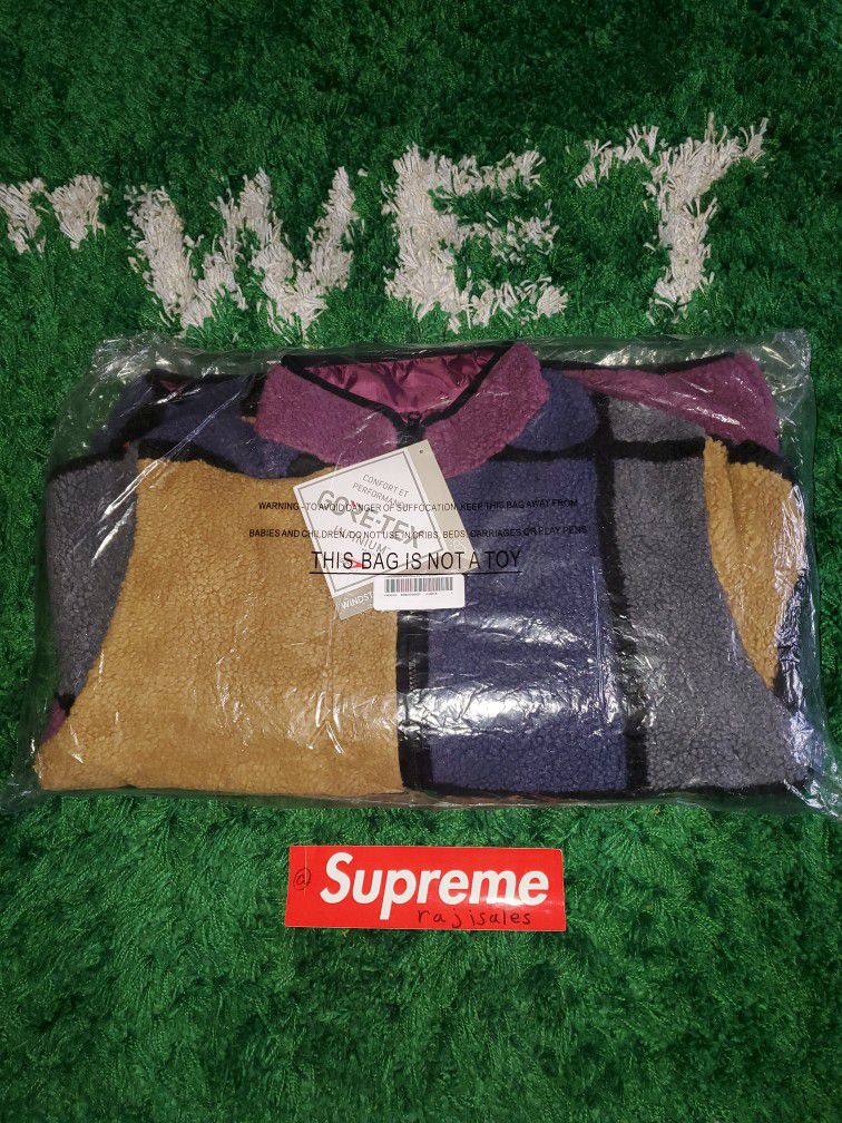 Supreme Reversible Colorblocked Fleece Jacket Purple Size Large