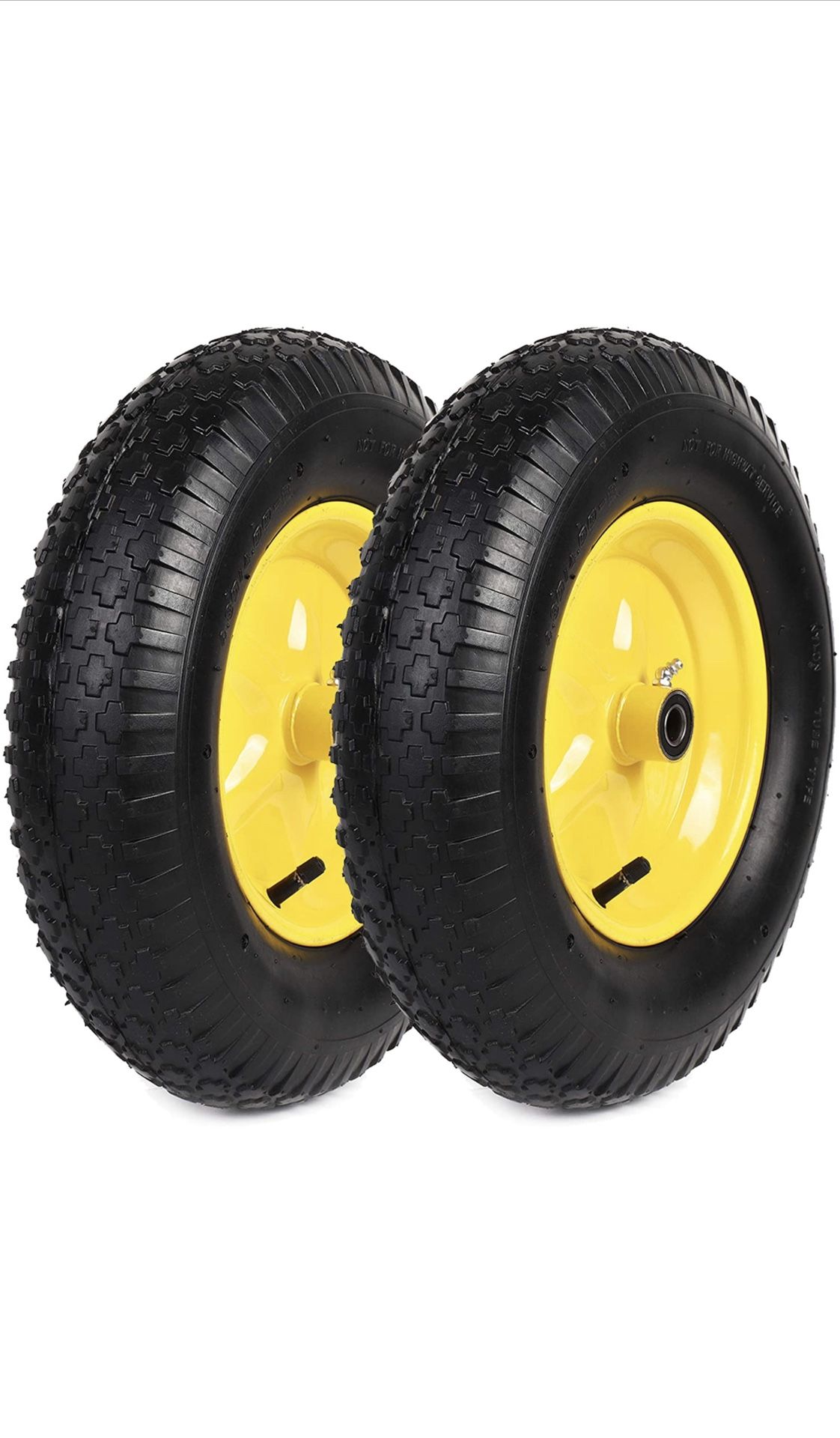AR-PRO (2-Pack) 4.80/4.00-8" Tire and Wheel Set - Universal Replacement Utility Equipment Tubed Tire and Wheel,3" Hub, and 5/8" Ball Bearings