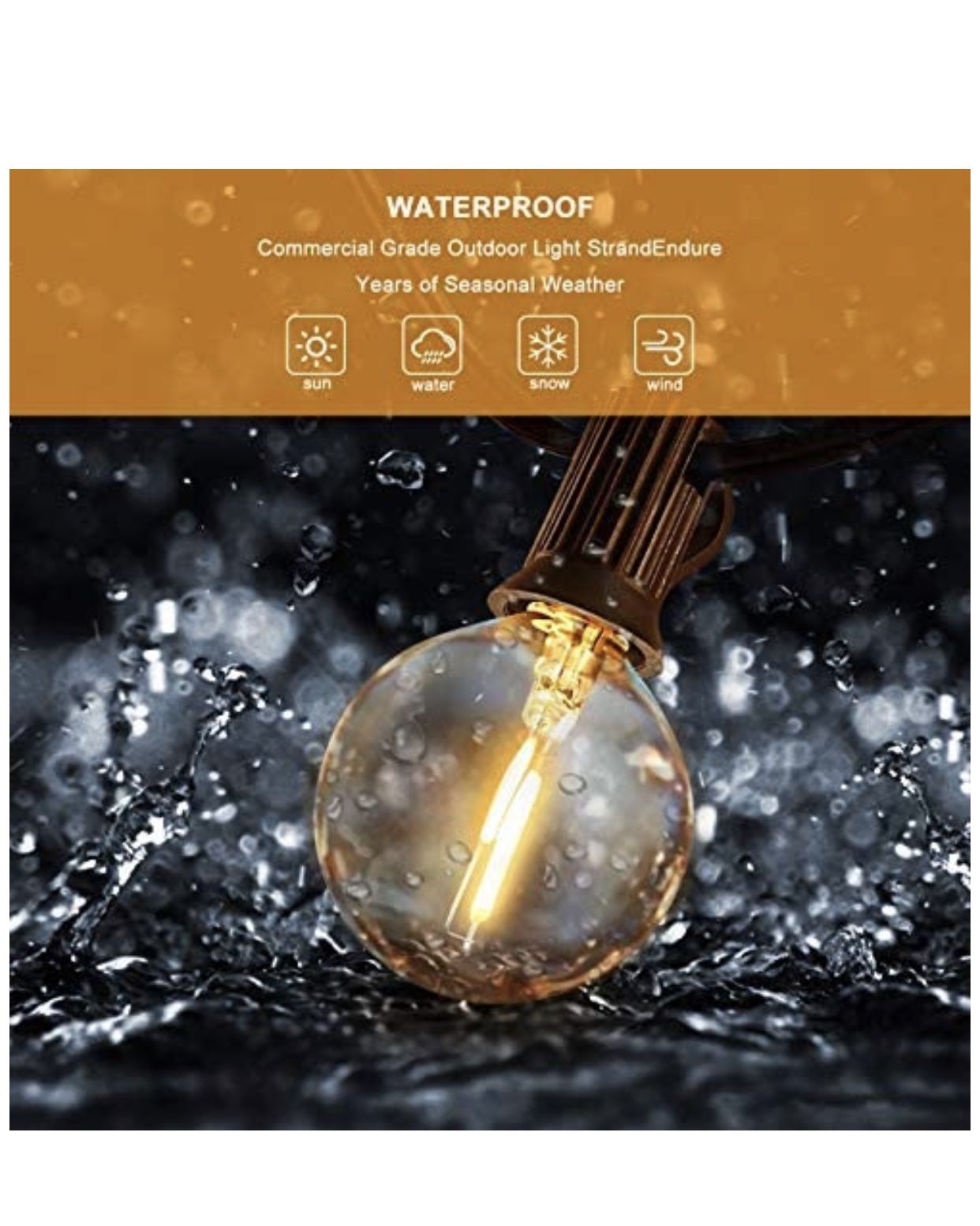 String Lights 25FT with 27 Edison Bulbs with 2 Spare - Outdoor Patio Lights String Led Waterproof UL Listed