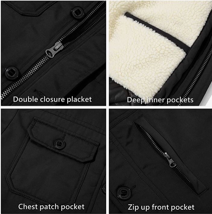 NEW! Black Winter Waterproof Parka Coat Windbreaker L