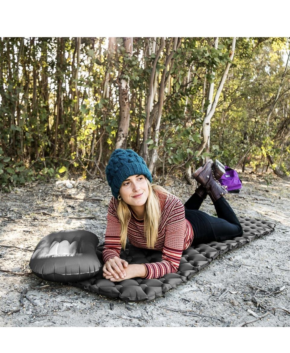 HiHiker Camping Sleeping Pad– Ultralight Backpacking Air Mattress w/Compact Carrying Bag –Sleeping Mat for Hiking Traveling & Outdoor Activities. (Gra