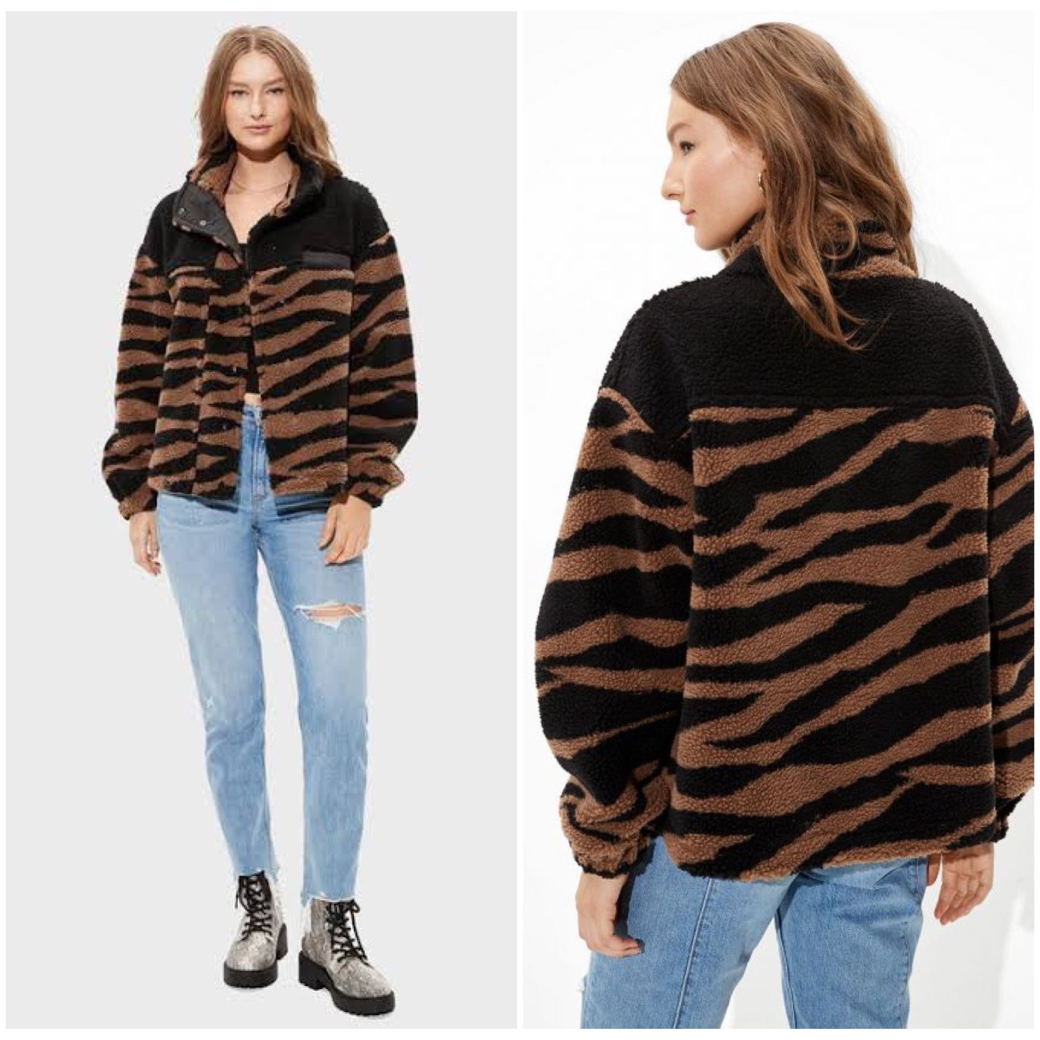 American Eagle COLORBLOCKED SHERPA JACKET