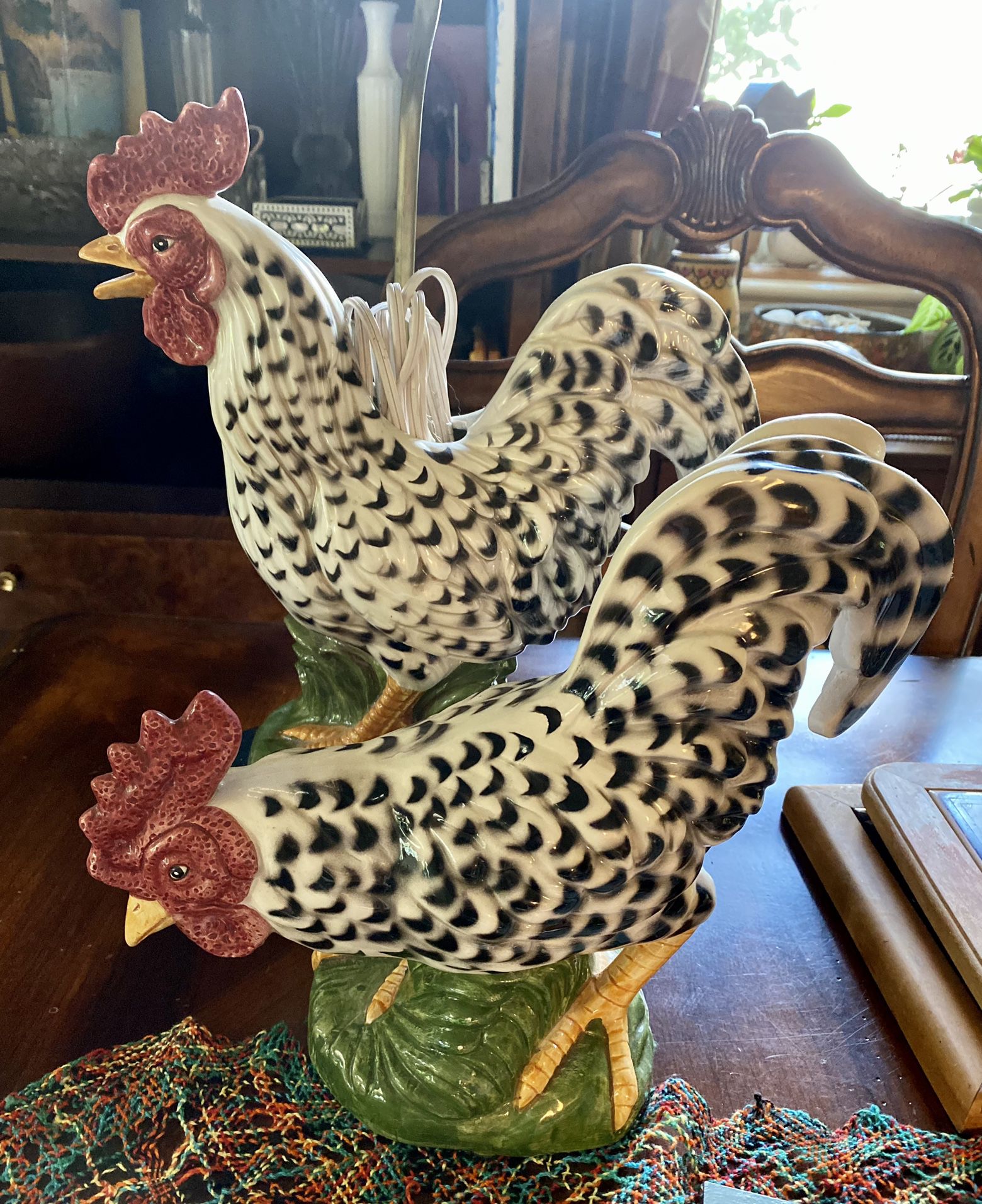 Rooster Lamp and Matching Rooster Statue
