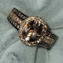 3/4 CT. Morganite/Diamond/Choc. 14k  Le Vian Ring Thumbnail