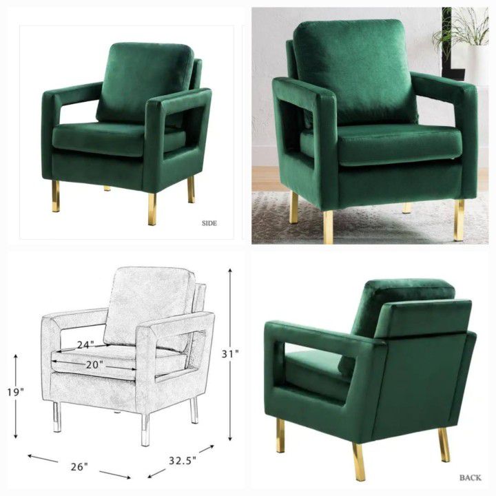 Green/ Gold Accent Chair (Brand New)