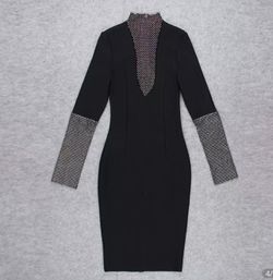 Beautiful Black Bandage Dress With Diamonds Fishnet !Size S, New! No Tags Thumbnail