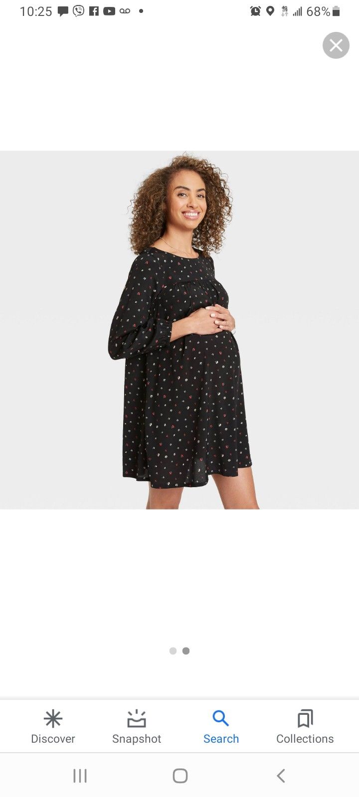 The Nines by Hatch Floral Print Balloon Long Sleeve Crepe Maternity Dress Black L