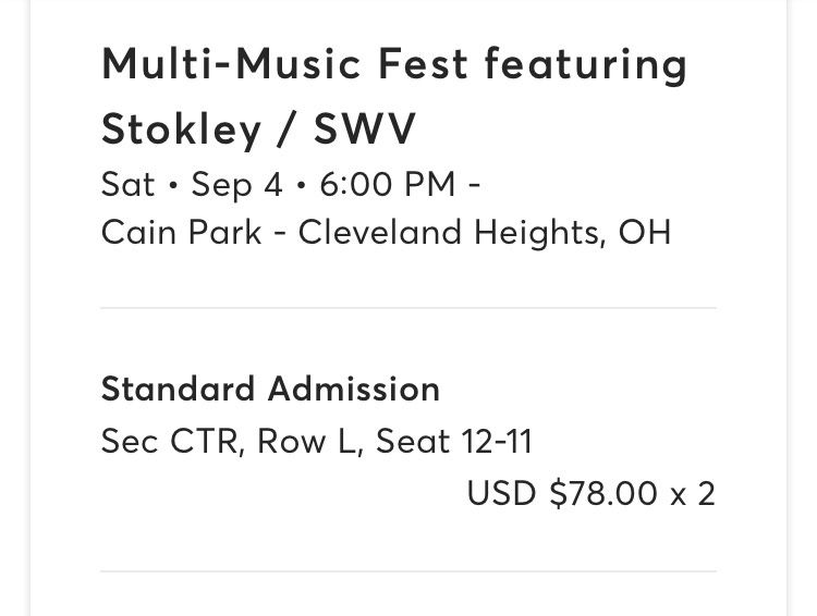 Tickets For Stokely From The Group Mint Condition And SWV. September 4th At Cain Park Cleveland heights